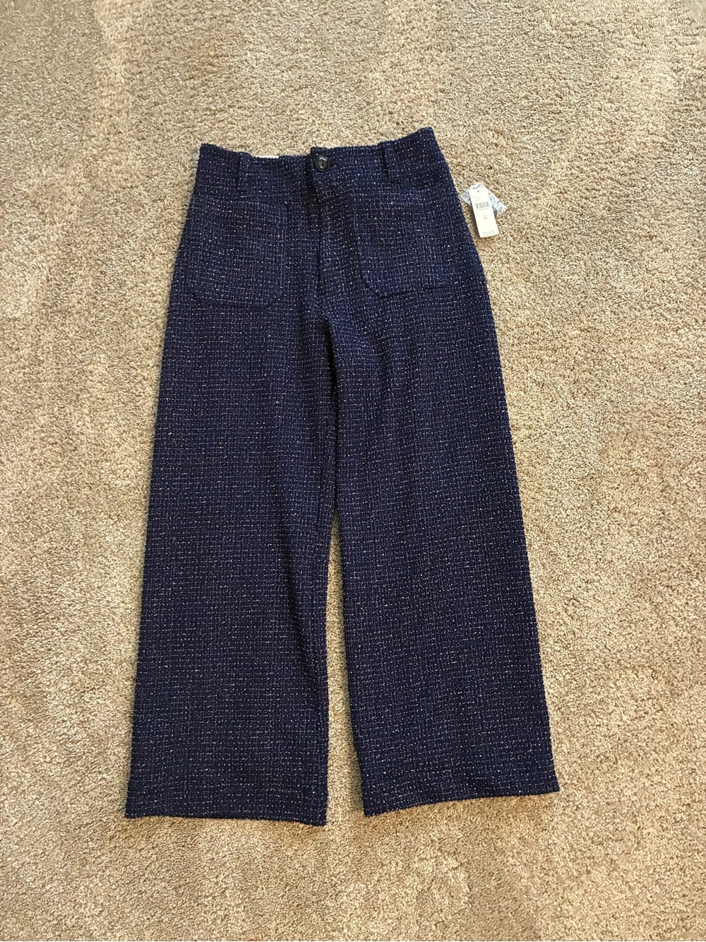 NWT Maeve Colette Navy Textured Wide-Leg Pants